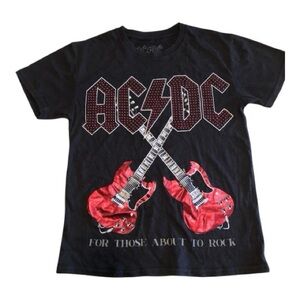 AC/DC For Those About To Rock Women’s Slim Fit Graphic Band Tee